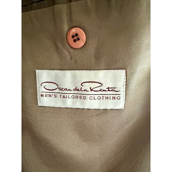 Oscar de la Renta Men’s Brown 2 Button Vintage Suit Jacket 46R - Picture 5 of 10